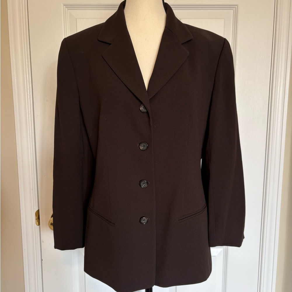 Anne Klein II lined brown jacket, Size 8, Made in the USA, 90s